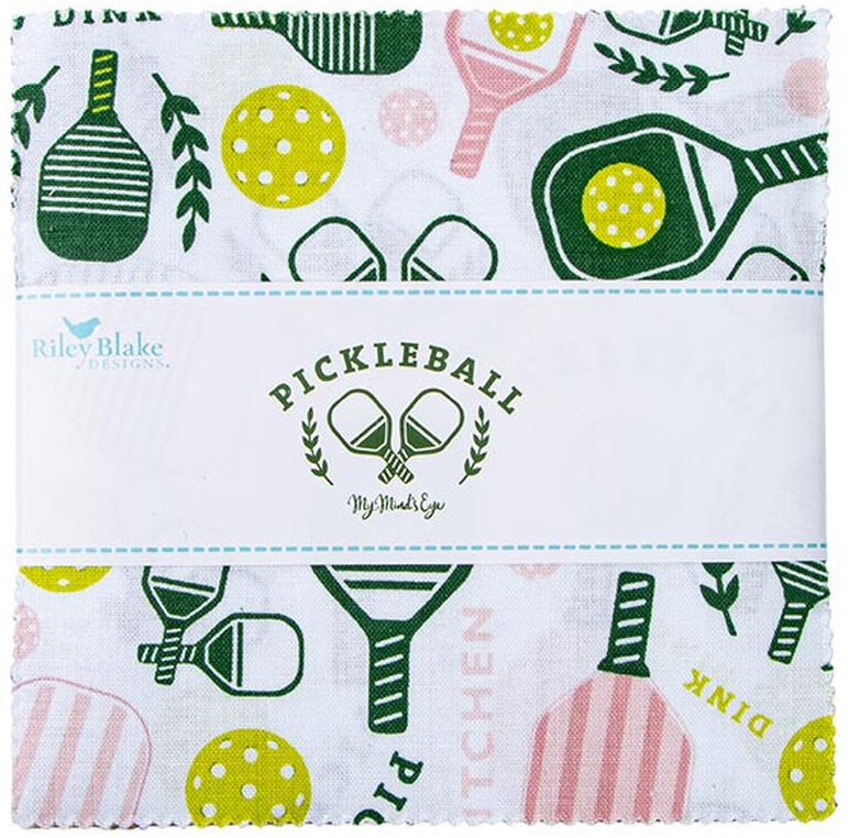 Charm Pack 5x5 Squares - Riley Blake Pickleball 5-inch Stacker - 40 5" Square