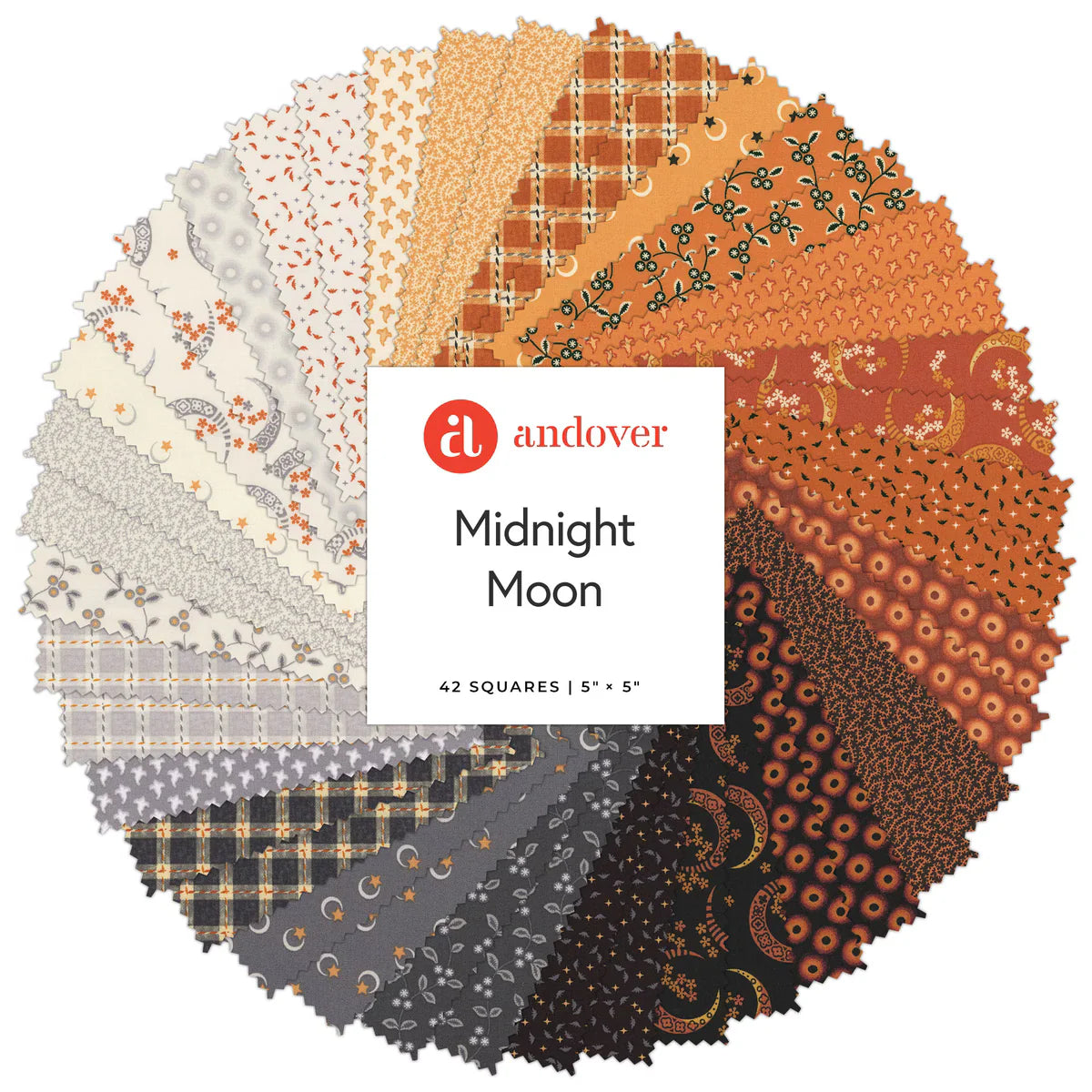 Charm Pack 5x5 Squares - Andover Midnight Moon - 40 5" Squares