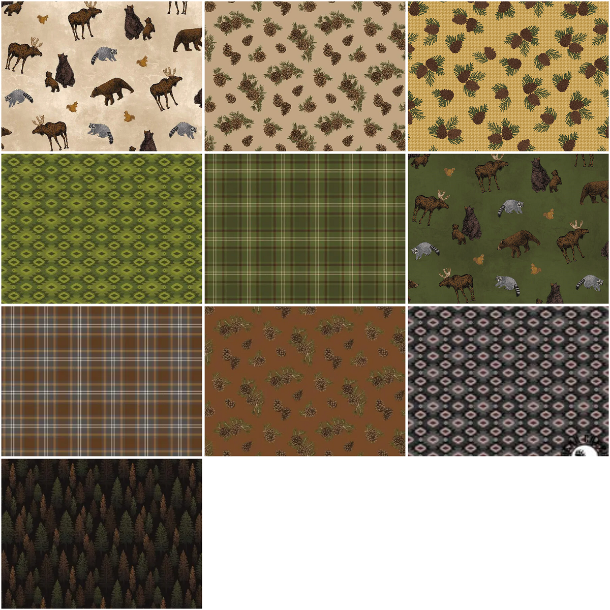 Riley Blake "Pine Grove" Half-yard Bundle - 10 Fabrics, 5 Total Yards