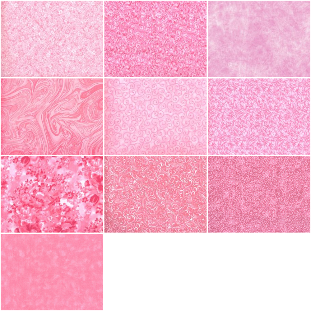 Basic Colors - Pink Half-Yard Bundle - 10 Fabrics, 5 Total Yards