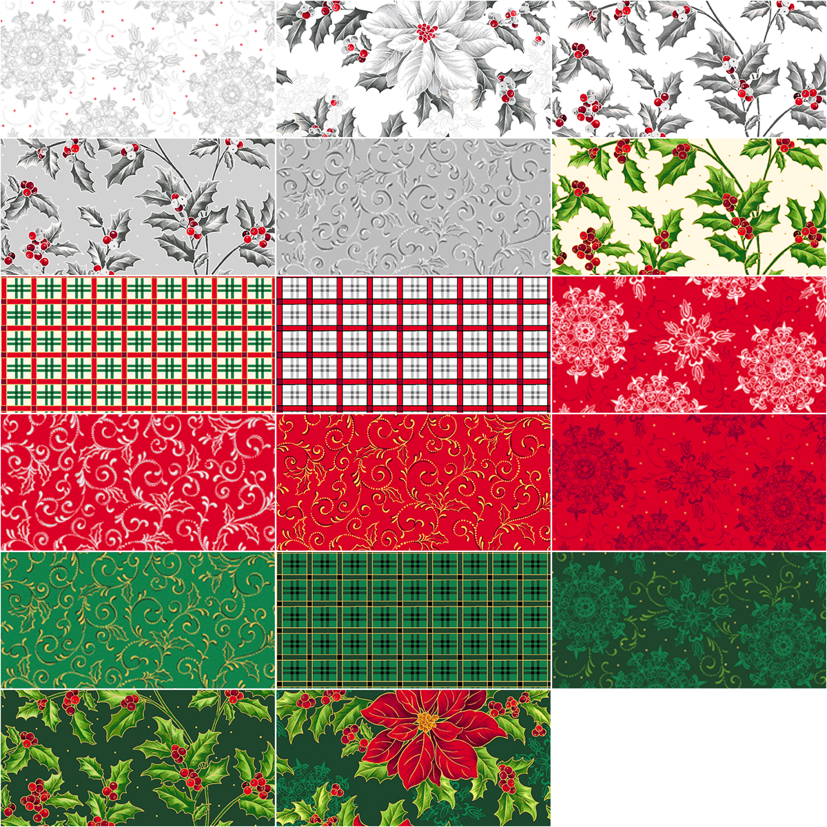 Quilting Treasures QT Fabrics - Pretty Poinsettias - 40 Strip Jelly Roll