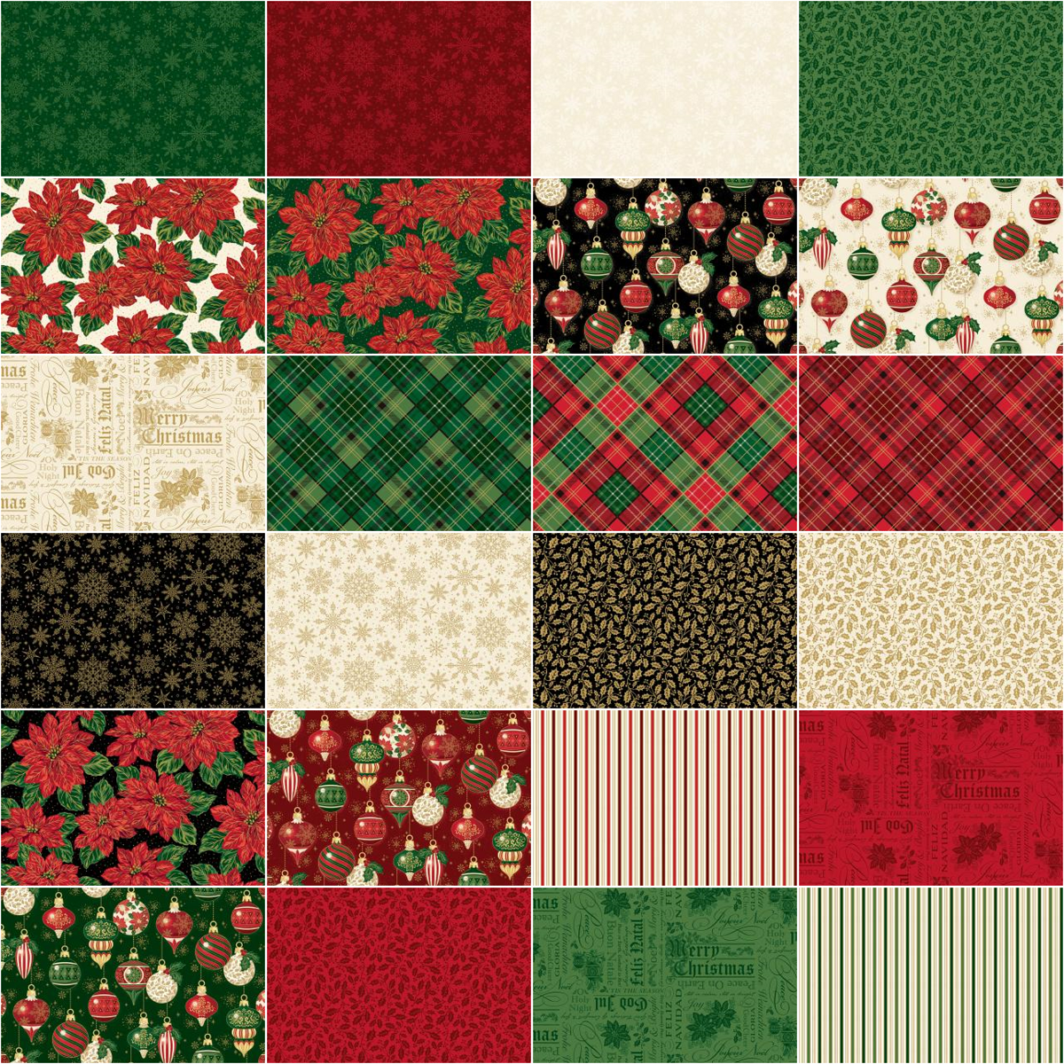 Riley Blake Poinsettias At Christmas - 40 Strip Rolie Polie