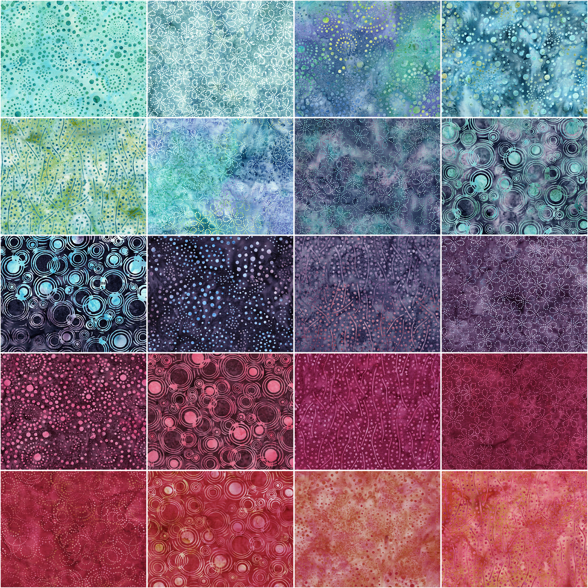 Island Batik - Pop Dots - 20 Fabrics, 40 Total Strips