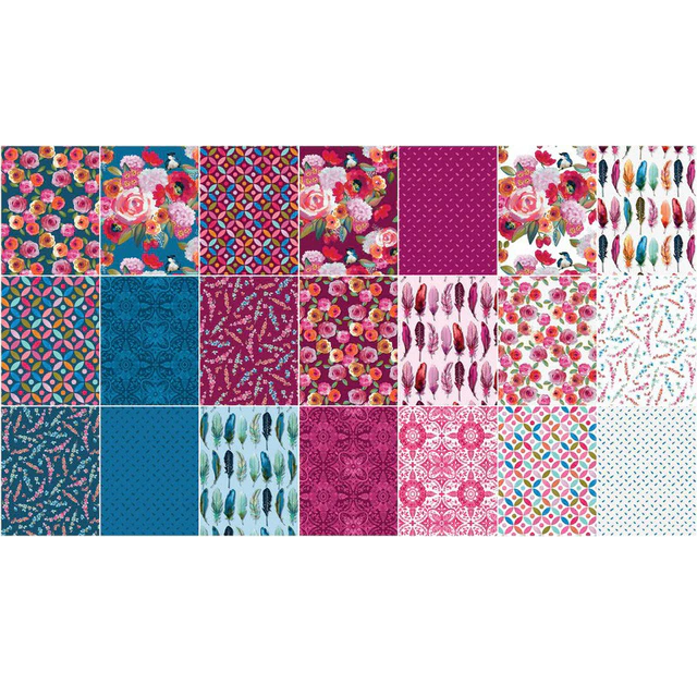 Charm Pack 5x5 Squares - Riley Blake Poppies & Plumes 5-inch Stacker - 40 5" Squares