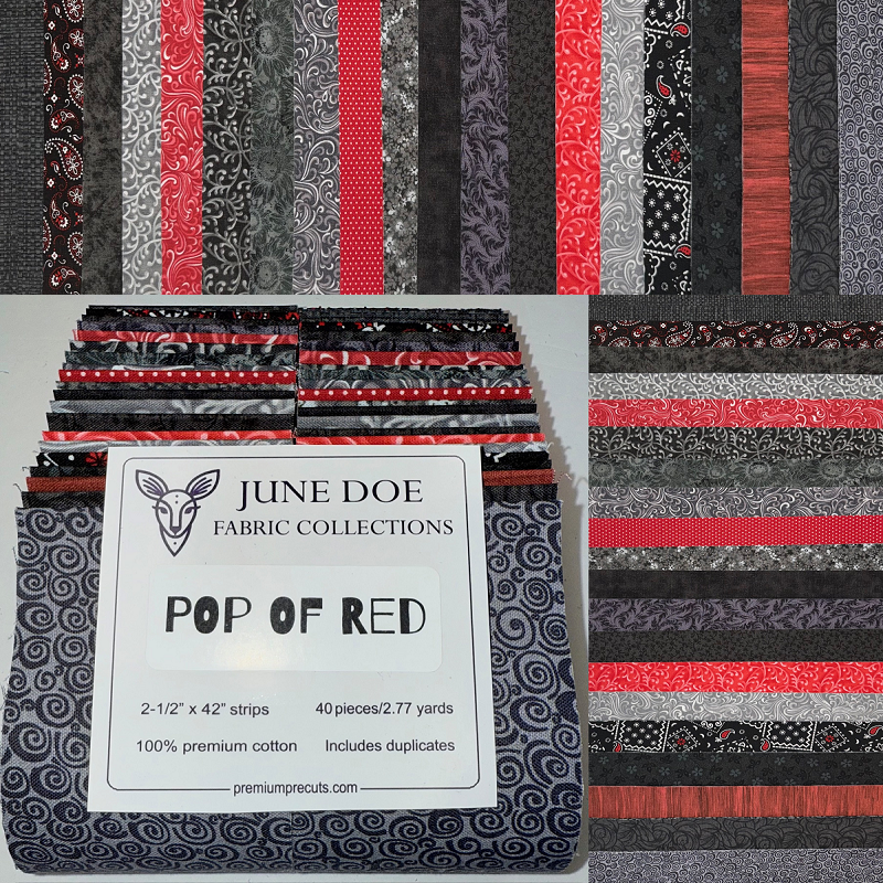 June Doe Fabric Collections - Pop Of Red - 40-Strip Pack