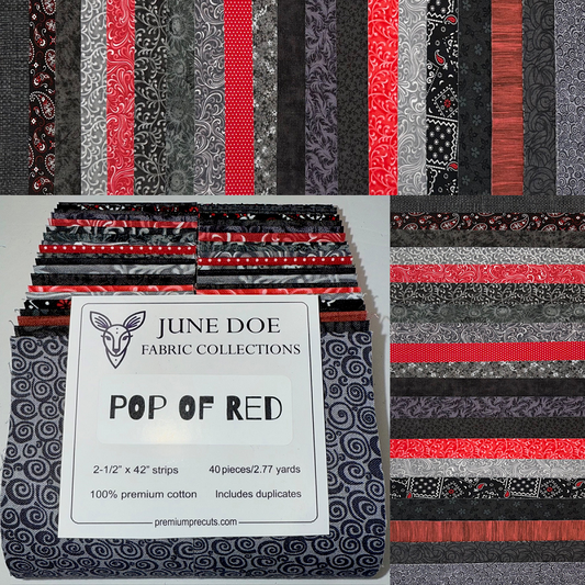 June Doe Fabric Collections - Pop Of Red - 40-Strip Pack