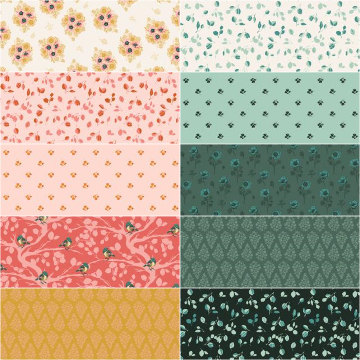 Riley Blake "Porch Swing" Half-yard Bundle - 10 Fabrics, 5 Total Yards