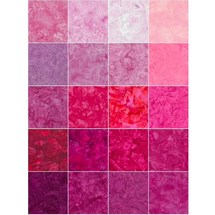Island Batik - Precious Pink - 20 Fabrics, 40 Total Strips