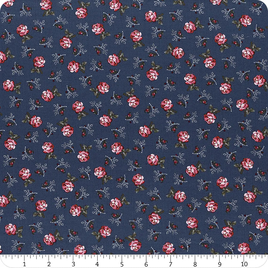 (3.5 yd) Benartex Promise Me Teacups Blue 13558P-50 (Pearlized)