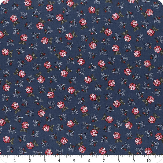 (3.5 yd) Benartex Promise Me Teacups Blue 13558P-50 (Pearlized)
