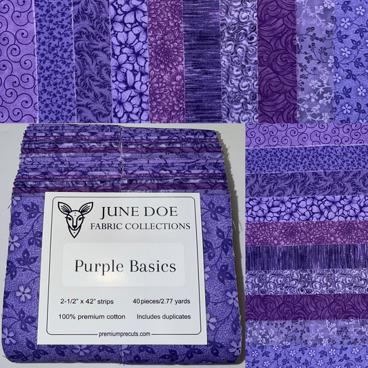 June Doe Fabric Collections - Purple Basics - 40-Strip Pack