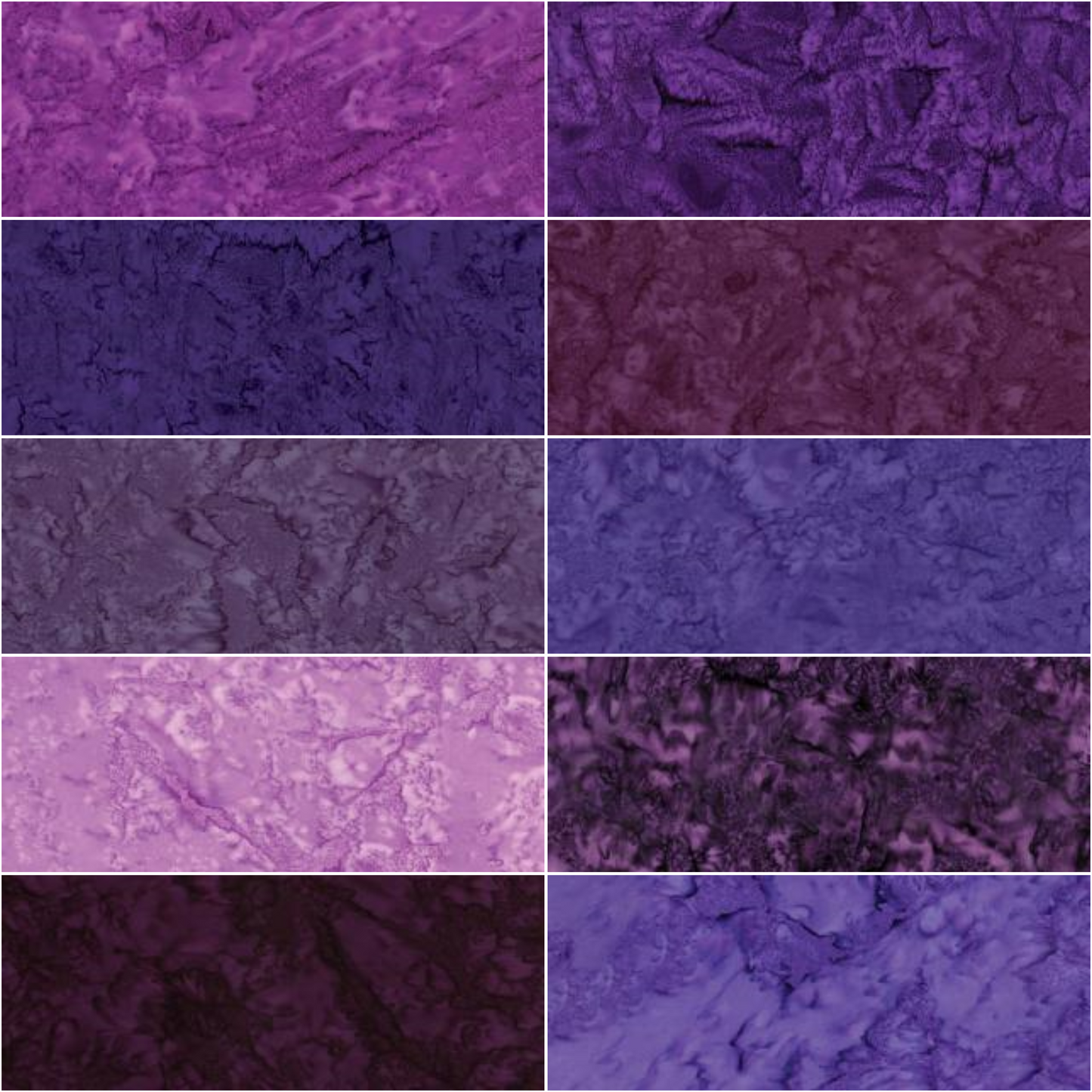 Riley Blake Expressions Batiks "Hand Dyes Purple" Half-yard Bundle - 10 Fabrics, 5 Total Yards