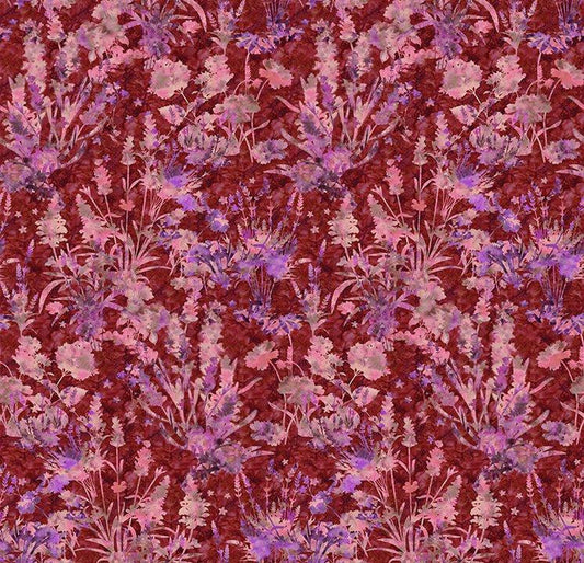 (5 yd) Clothworks Quilt Minnesota 2025 Shop Hop Light Wine Wildflowers Y4501-47