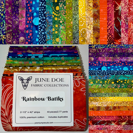 June Doe Fabric Collections - Rainbow Batiks - 40-Strip Pack