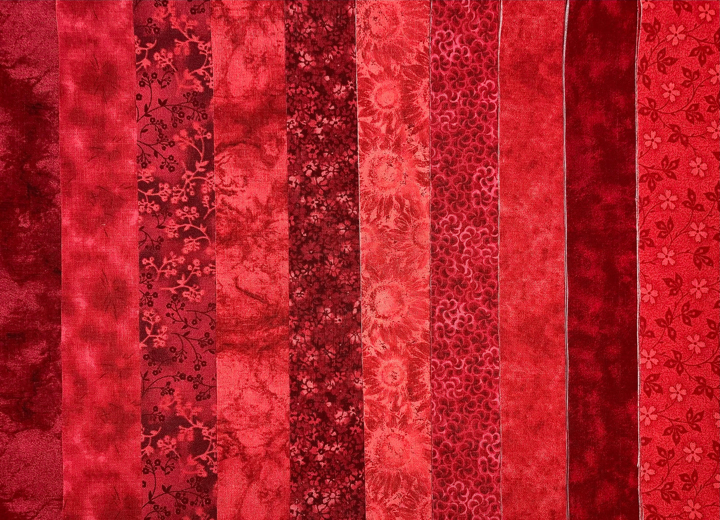 Basic Colors - Red 2.5" Roll - 10 Fabrics, 20 Total Strips