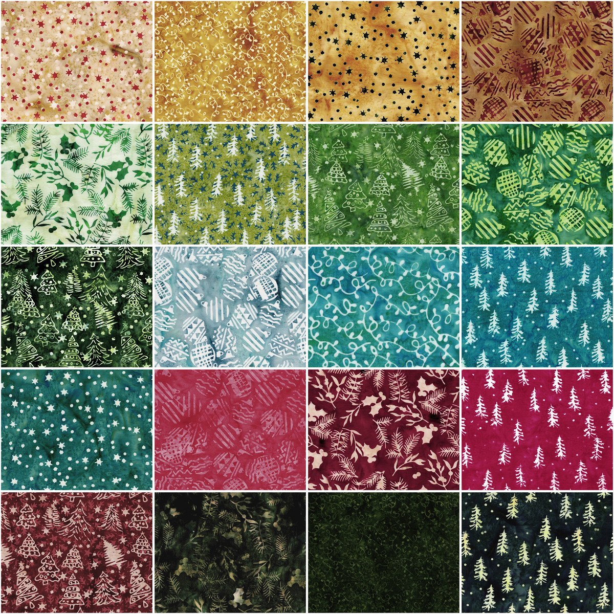 Island Batik - Retro Holidays - 20 Fabrics, 40 Total Strips