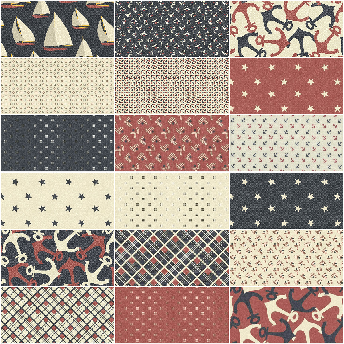 Marcus Fabrics - Regatta by Dierdre Coughlin - 40 2.5" Strips/Jelly Roll