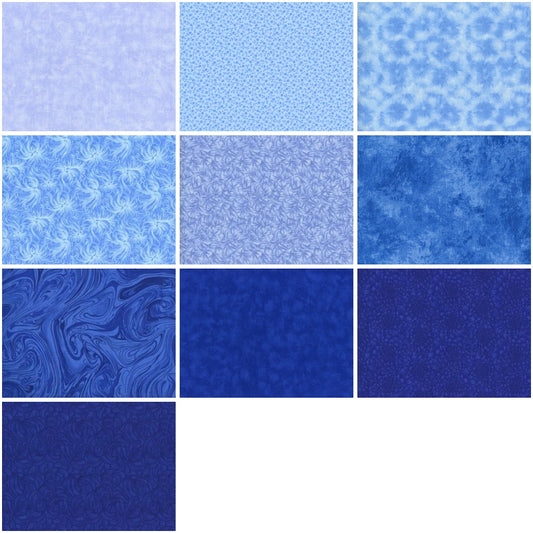 Rhapsody In Blue Half-yard Bundle - 10 Fabrics, 5 Total Yards