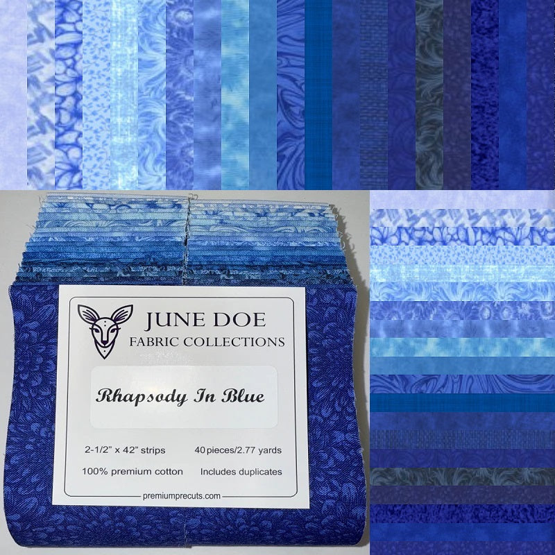June Doe Fabric Collections - Rhapsody In Blue - 40-Strip Pack