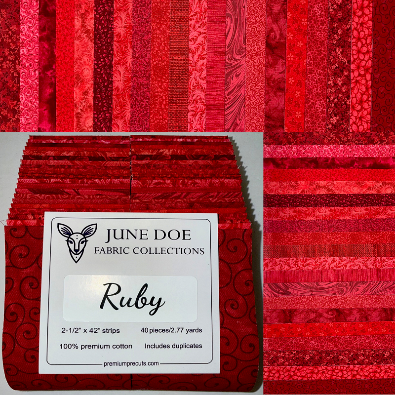 June Doe Fabric Collections - Ruby - 40-Strip Pack