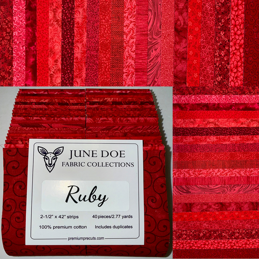 June Doe Fabric Collections - Ruby - 40-Strip Pack