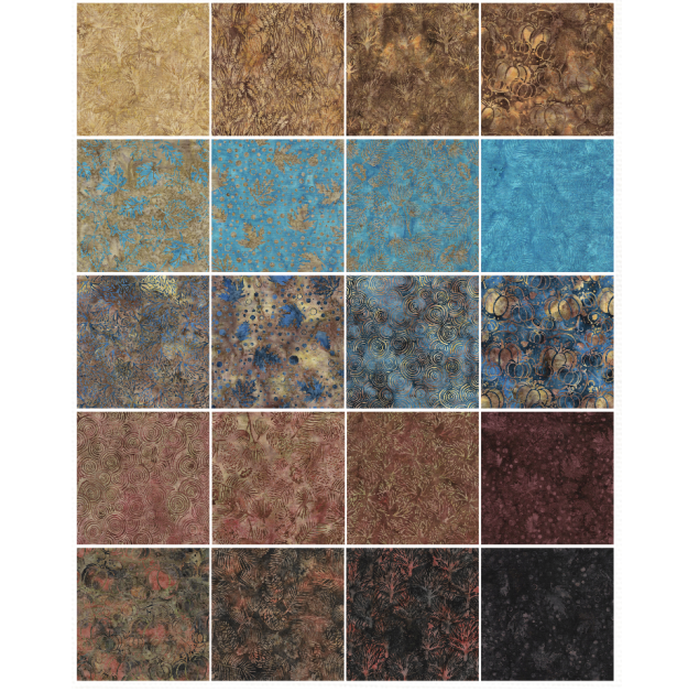 Island Batik - Rustic Riches - 20 Fabrics, 40 Total Strips