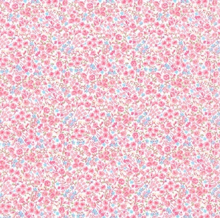 (5 yd) Robert Kaufman Handworks Home DH-10060L-A Pink Mini Floral