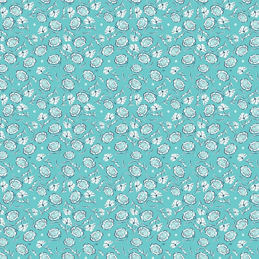 (4 yd)  Clothworks Emily Simplified Classic Aqua Y3959-33
