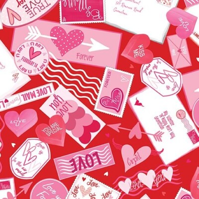 (3 yd) Riley Blake Be My Gnomie Love Letters Red 14086-10