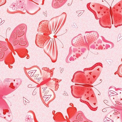 (6 yd) Riley Blake Be My Gnomie Butterfly Love Light Pink 14085-01