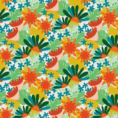 (5 yd) Clothworks Bird Brain Y3847--137 Pale Gray Main Floral