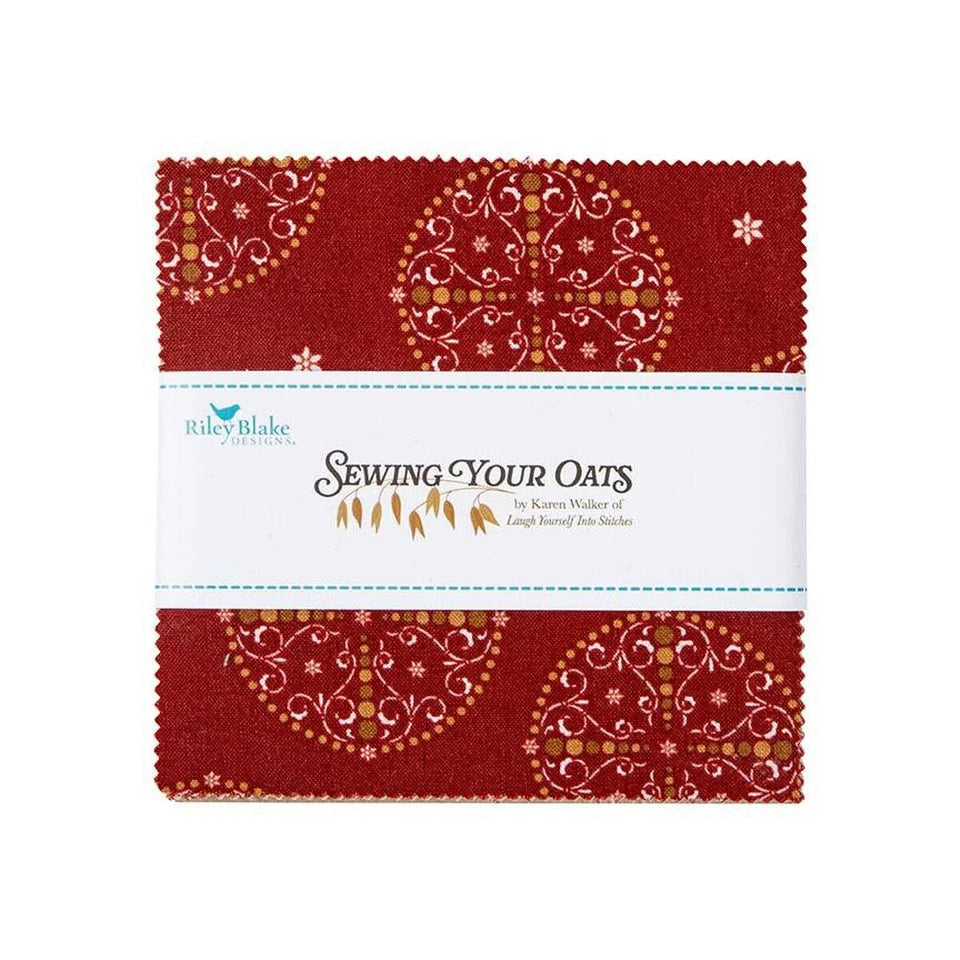 Charm Pack 5x5 Squares - Riley Blake Sewing Your Oats 5-inch Stacker - 40 5" Squares