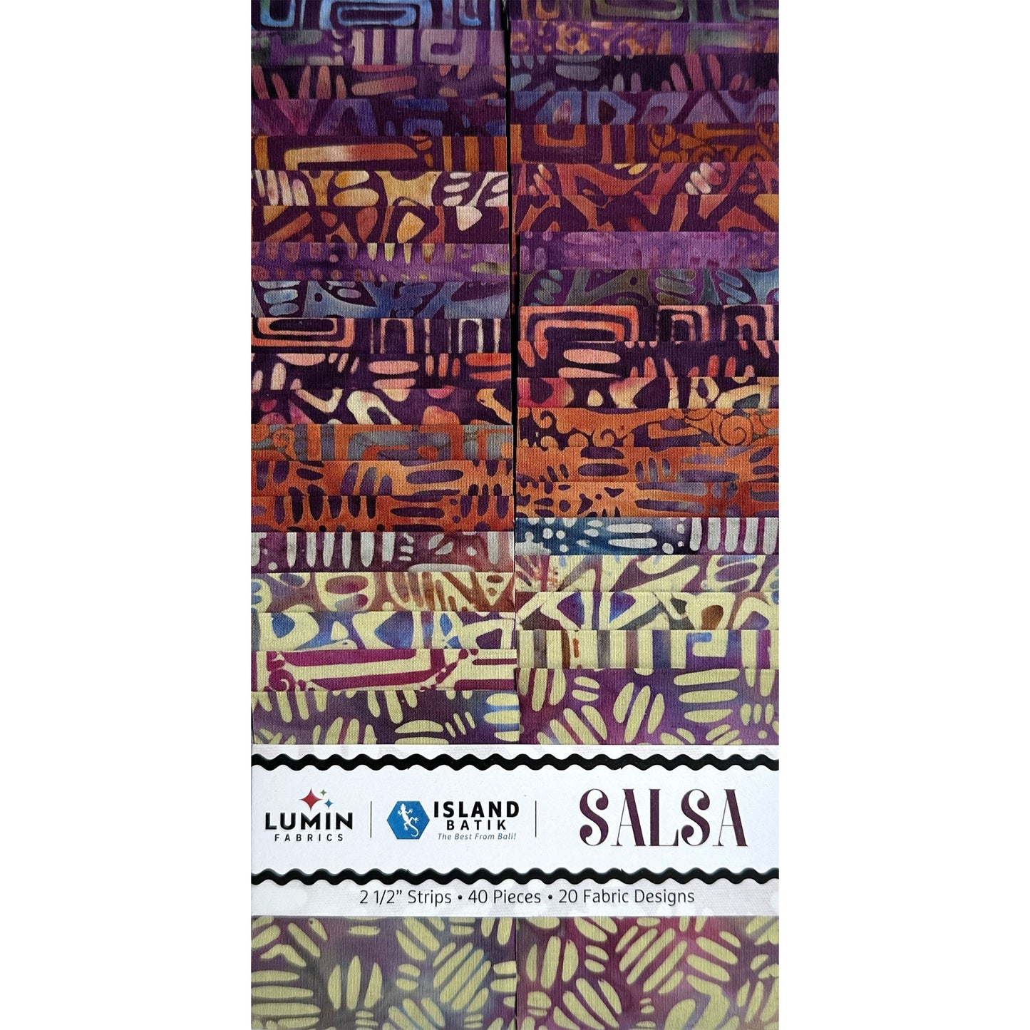 Island Batik - Salsa - 20 Fabrics, 40 Total Strips