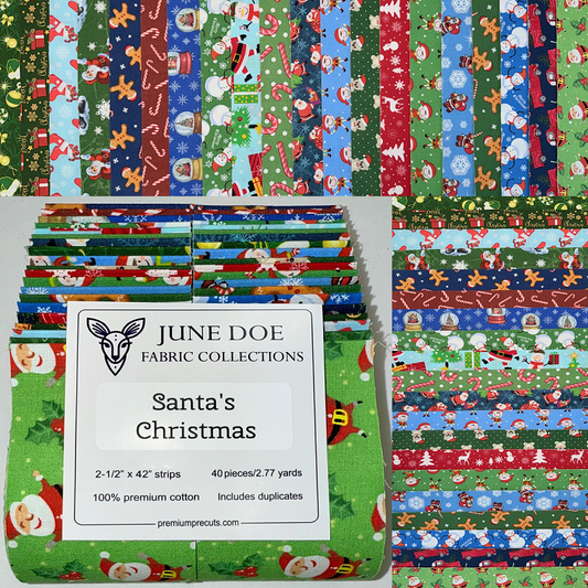 June Doe Fabric Collections - Santa's Christmas - 40-Strip Pack