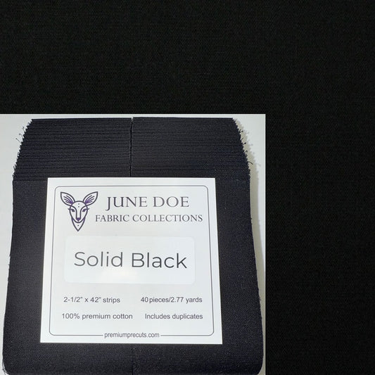 June Doe Fabric Collections - Supreme Cotton Solid Black - 40-Strip Pack