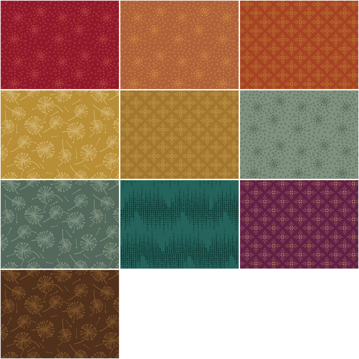 Marcus Fabrics "Scarecrow's Song" Half-yard Bundle - 10 Fabrics, 5 Total Yards