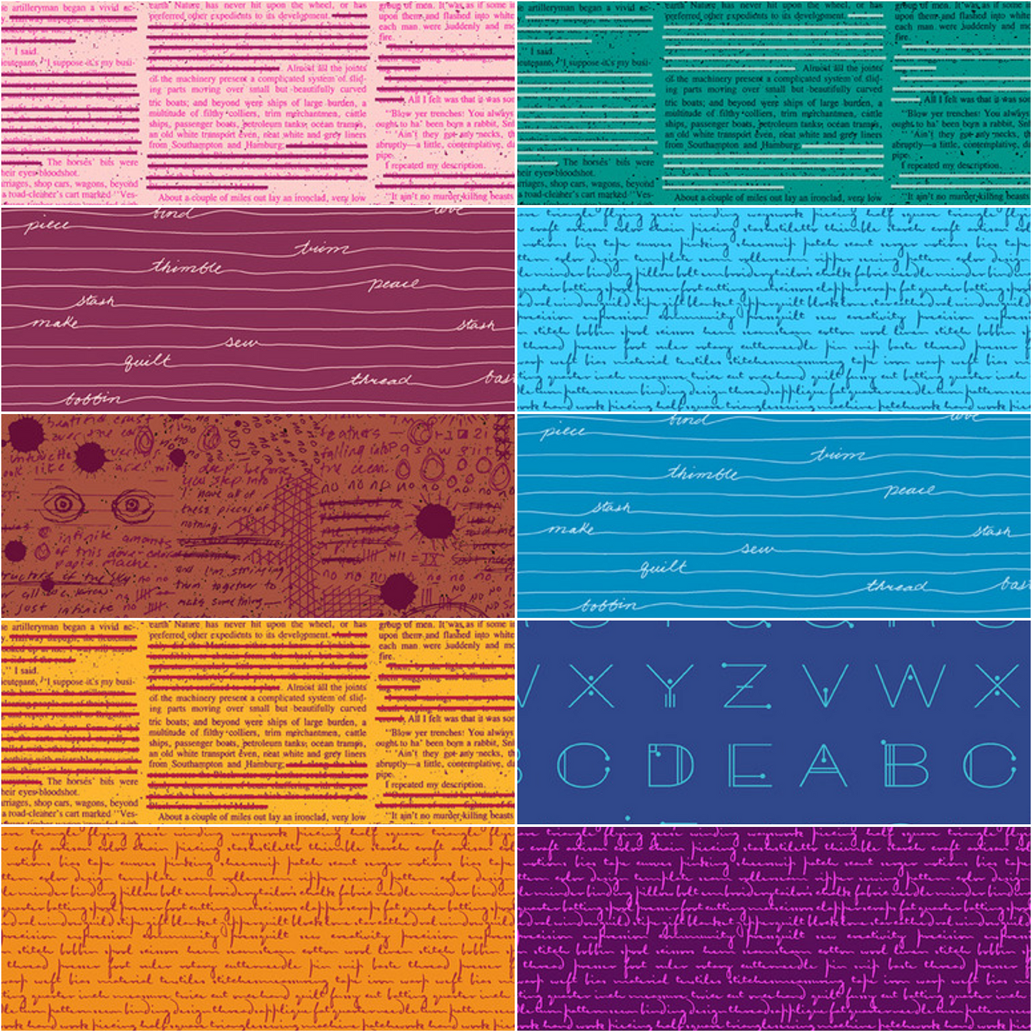 Andover "Scrawl" Half-yard Bundle - 10 Fabrics, 5 Total Yards