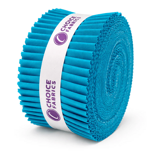 Choice Fabrics Supreme Solids Jelly Roll - Scuba Blue - 40 Strips