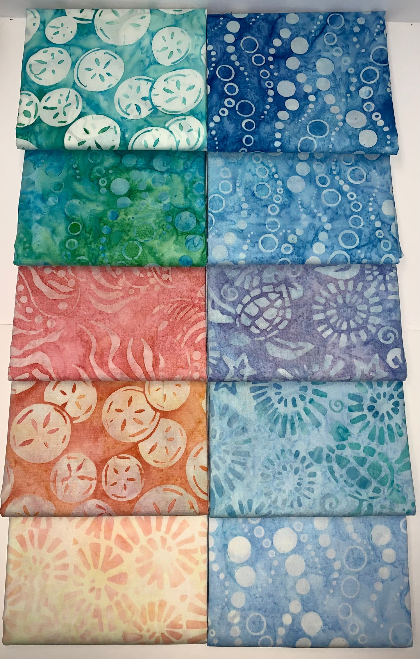 Robert Kaufman Artisan Batik "Seaside" Half-yard Bundle - 10 Fabrics, 5 Total Yards