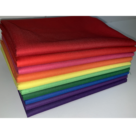 ROYGBIV Supreme Cotton Solids Fat Quarter Bundle - 10 Fabrics, 10 Total Fat Quarters