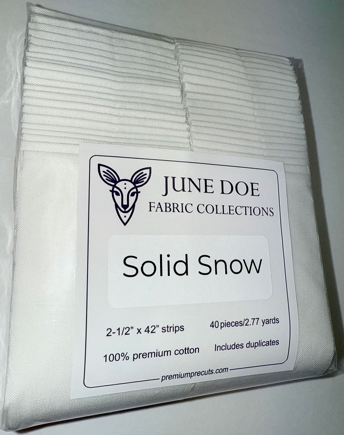 June Doe Fabric Collections - Supreme Cotton Solid Snow - 40-Strip Pack