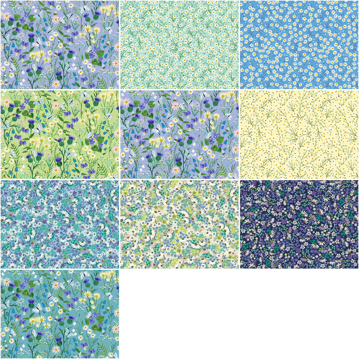 Clothworks "Springtime" Half-yard Bundle - 10 Fabrics, 5 Total Yards