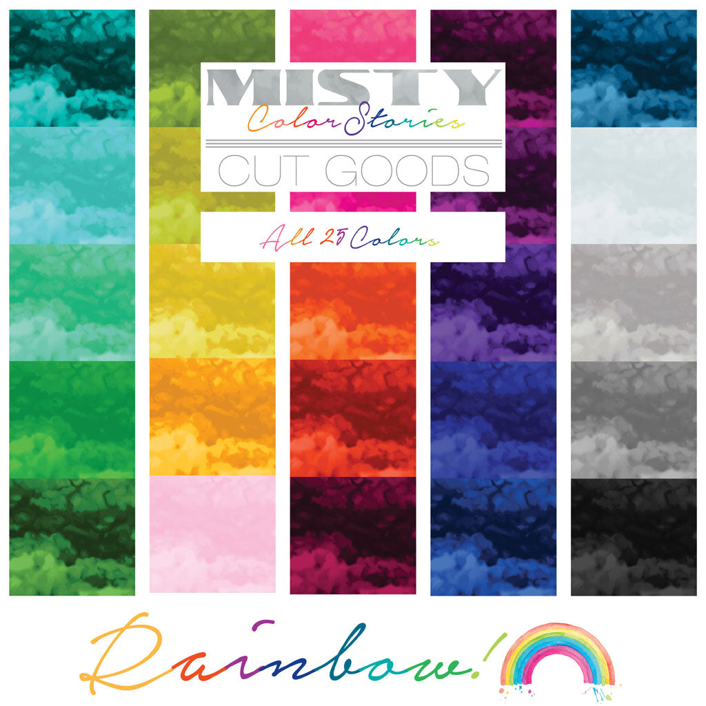 Charm Pack 5x5 Squares - Clothworks Misty Rainbow - 40 5" Squares