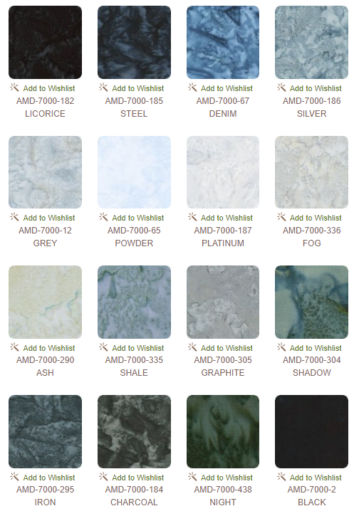 Robert Kaufman Artisan Batiks: Prisma Dyes Stormy Skies Roll-up - 40 Total Strips