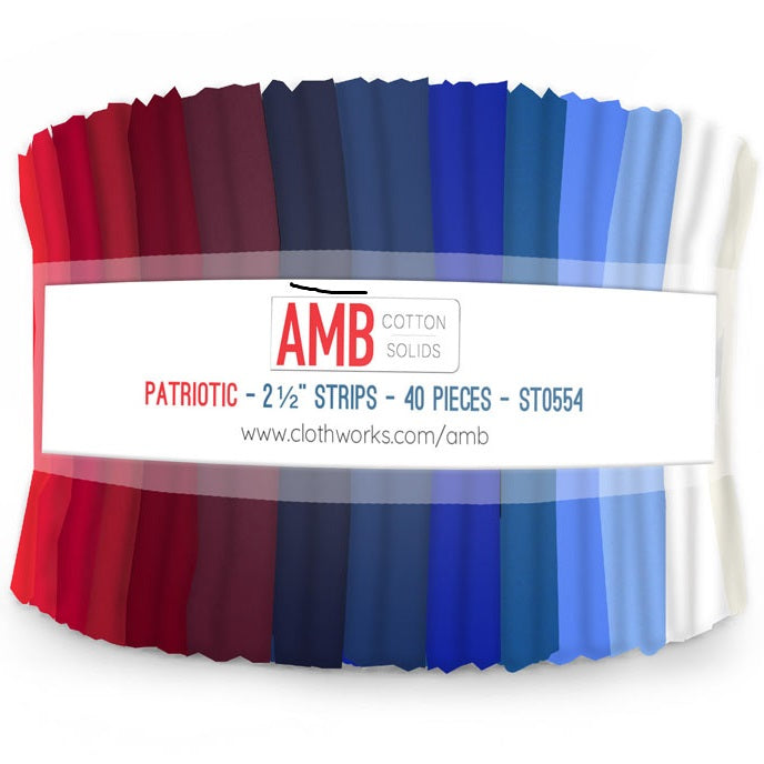 Clothworks American Made Brand - Patriotic Solids - 40 Strip Jelly Roll