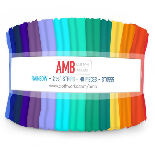 Clothworks American Made Brand - Rainbow Solids - 40 Strip Jelly Roll