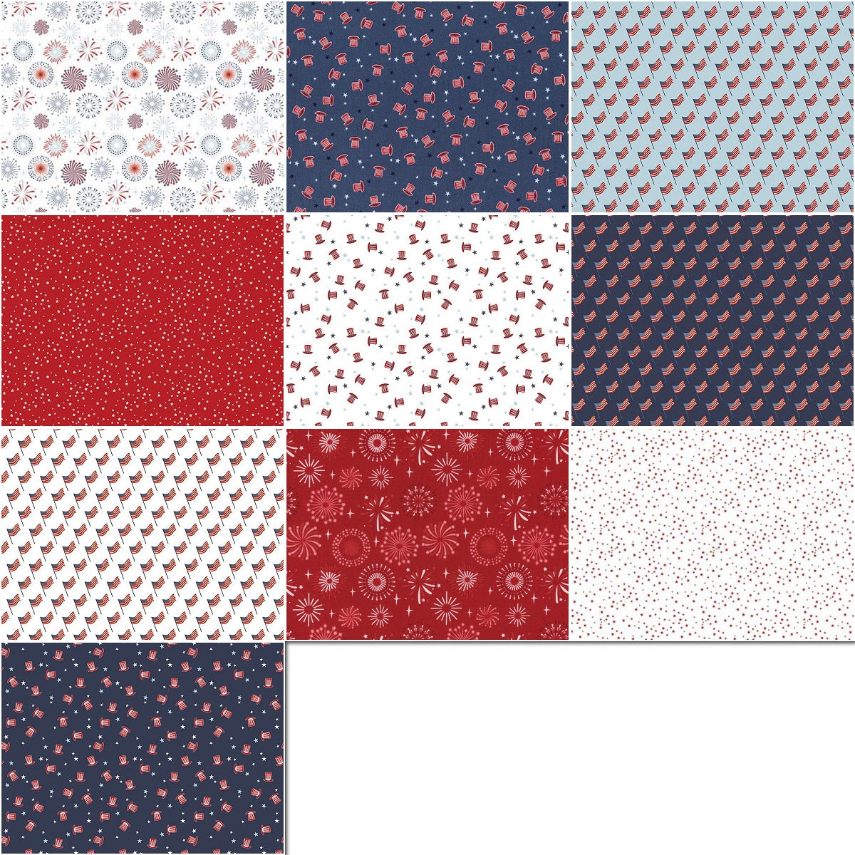 Riley Blake "Stars And Stripes Forever" Half-yard Bundle - 10 Fabrics, 5 Total Yards