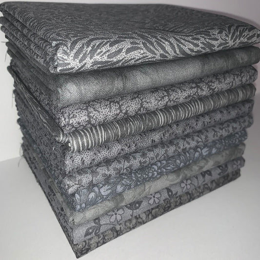 Basic Colors - Steel Half-yard Bundle - 10 Fabrics, 5 Total Yards