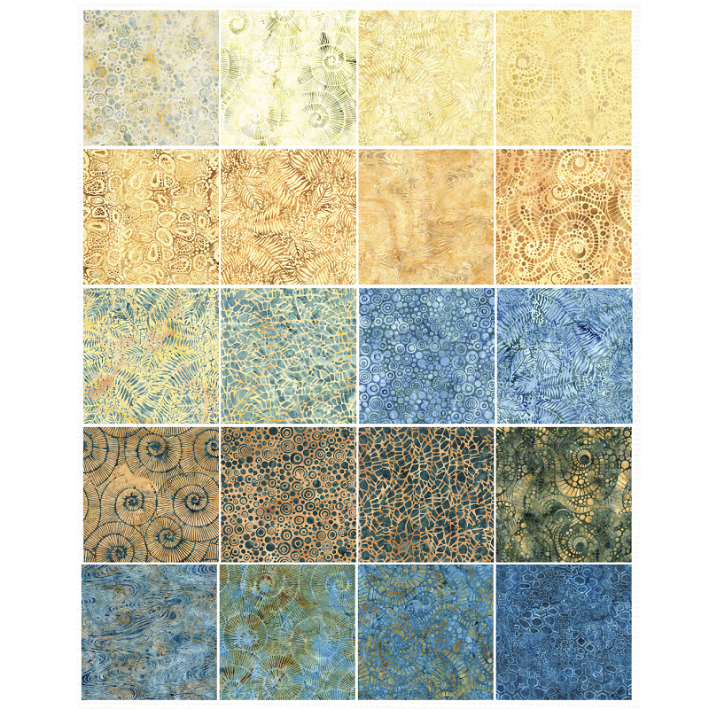 Island Batik - Stone Strata - 20 Fabrics, 40 Total Strips