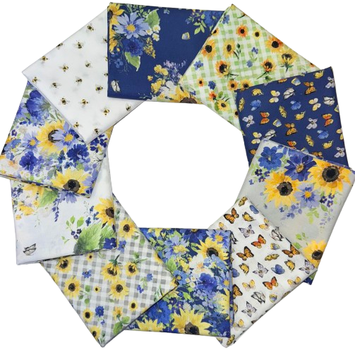 Clothworks "Sunflower Bouquet" Half-yard Bundle - 10 Fabrics, 5 Total Yards
